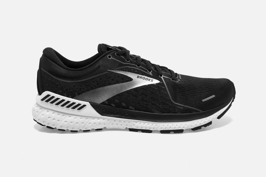 Brooks Israel Adrenaline GTS 21 Road Running Shoes Mens - Black/White - QPY-241367